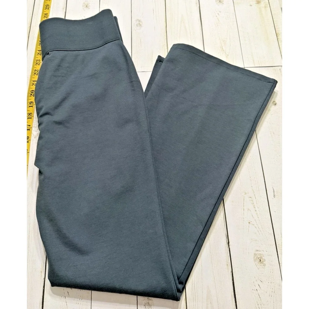 DG2 By Diane Gilman Wide Elastic Waist Flare Knit Pants Leggings Sz Sm Blue/Gray - Picture 3 of 8